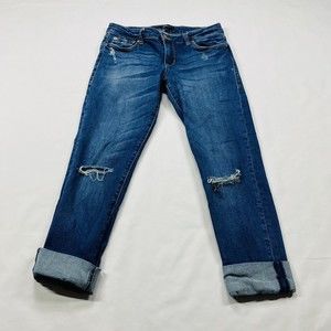 STS Blue Jeans Womens Size 26 Morgan Tomboy Distressed Cuffed Medium Wash Denim